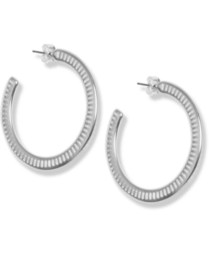 image of Lucky Brand Silver-Tone Medium Openwork Hoop Earrings