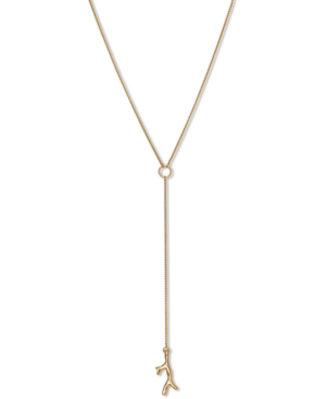 image of Lucky Brand Gold-Tone Coral Lariat Necklace, 18