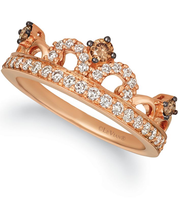 Le Vian Chocolate Diamond (1/6 ct. .) & Nude Diamond (3/8 ct. .)  Tiara Ring in 14k Rose Gold & Reviews - Rings - Jewelry & Watches - Macy's