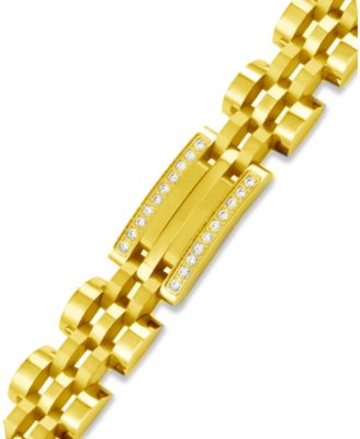 Men's Diamond Two-Tone Link Bracelet (1/2 ct. t.w.) in Stainless Steel and Yellow Ion-Plate