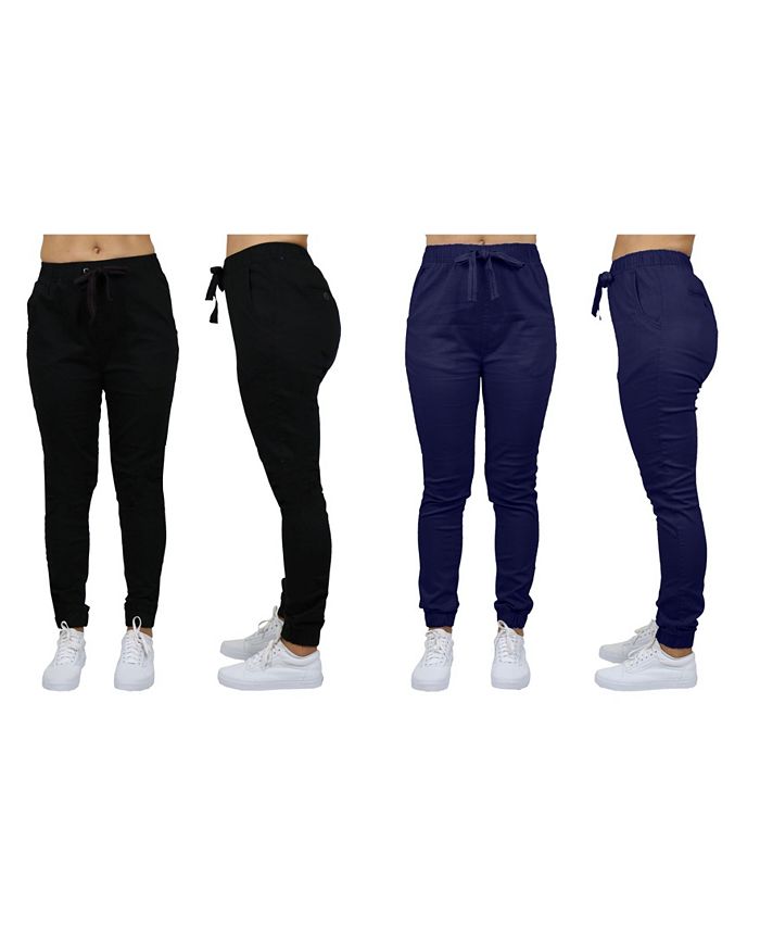 Galaxy By Harvic - Women's Basic Stretch Twill Joggers 2 Pack