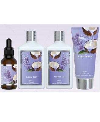 9 Piece Home Spa Lavender Coconut Body Care Gift Set