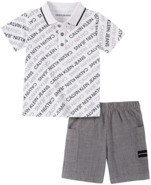 Calvin Klein Baby Boys 2-Pc Logo-Print Polo & Shorts Set