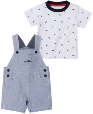Kids Headquarters Baby Boys 2-Pc Shark-Print T-Shirt and Shortalls Set