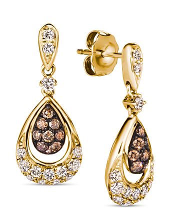 Le Vian - 2-Pc. Set Chocolate Diamond (3/8 ct. t.w.) & Nude Diamond (5/8 ct. t.w.) Pendant Necklace & Matching Drop Earrings in 14k Gold