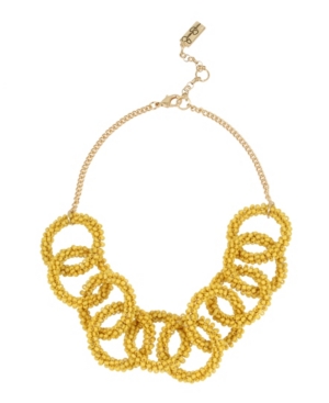 image of Jessica Simpson Woven Beaded Gold-Tone Circle Necklace