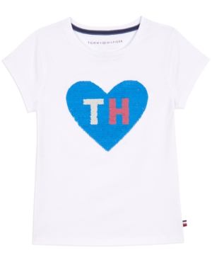 image of Tommy Hilfiger Little Girls Reversible Sequin Cotton T-Shirt