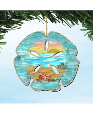 Designocracy Sand Dollar Wooden Ornaments Set of 2