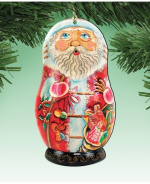 Designocracy Santa Matreshka Doll Wooden Ornaments, Set Of 2 In Multi