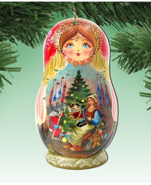 Designocracy Matreshka Doll Wooden Ornaments Set of 2