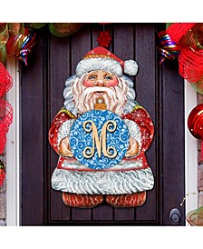 Merry Christmas Santa Blue Ball Personalized Door Hanger