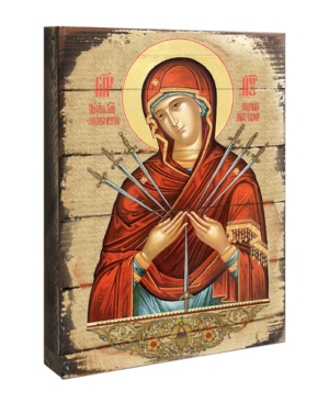 Designocracy Virgin Mary Of The Seven Swords Icon 16" X 12" In Multi