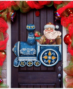 Designocracy Santa On Train Christmas Door Hanger In Multi