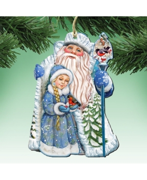 Designocracy Classic Wooden Christmas Ornament Set of 2