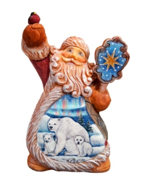 G.debrekht Hand Painted Santa Polar Bear Ornament Figurine With Scenic Painting In Multi