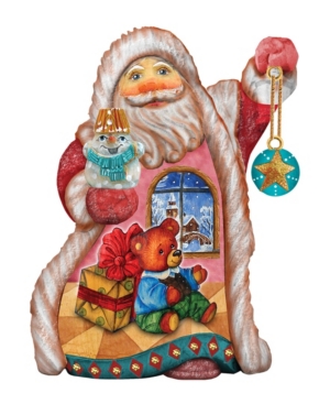G.debrekht Kids'  Hand Painted Teddy Santa Ornament Figurine With Scenic Painting In Multi