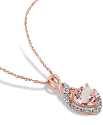 Morganite (1-3/4 ct. t.w.) & Diamond (1/20 ct. t.w.) Heart Swirl 17" Pendant Necklace in 10k Rose Gold