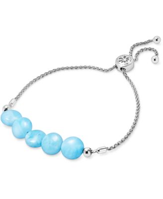 Marahlago - Larimar Bead Bolo Bracelet in Sterling Silver