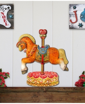 Designocracy Carousel Horse On Base Wooden Decor In Multi