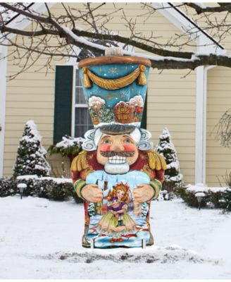 Old World Nutcracker Large Free Standing Wooden Santa  Garden Decor, Set of 2