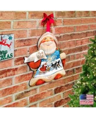 Northern Light Santa Christmas Door Hanger