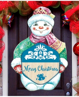 Designocracy Snowman Christmas Door Hanger In Multi
