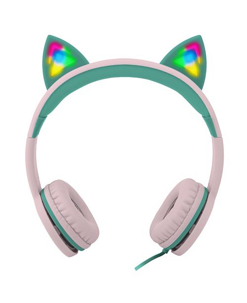 Gabba Goods Kids Safesounds Cat Led Light Up Wired Headphones