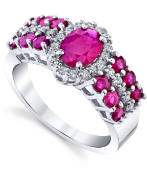 image of Ruby (2-1/5 ct. t.w.) & Diamond (1/4 ct. t.w) Statement Ring in 10k White Gold