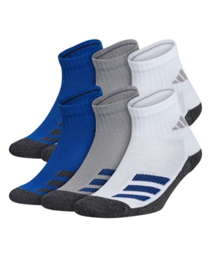 adidas Big Boys Cushioned Angle Stripe Quarter Sock Pack of 6