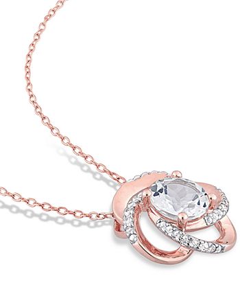 Macy's - White Topaz Floral Swirl 18" Pendant Necklace (2-3/5 ct. t.w.) in 18k Rose Gold-Plated Sterling Silver