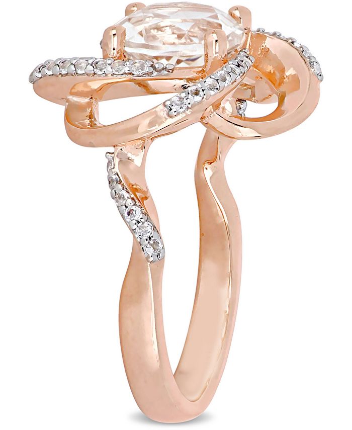 Macy's - White Topaz Swirl Statement Ring (2-3/5 ct. t.w.) in 18k Rose Gold-Plated Sterling Silver