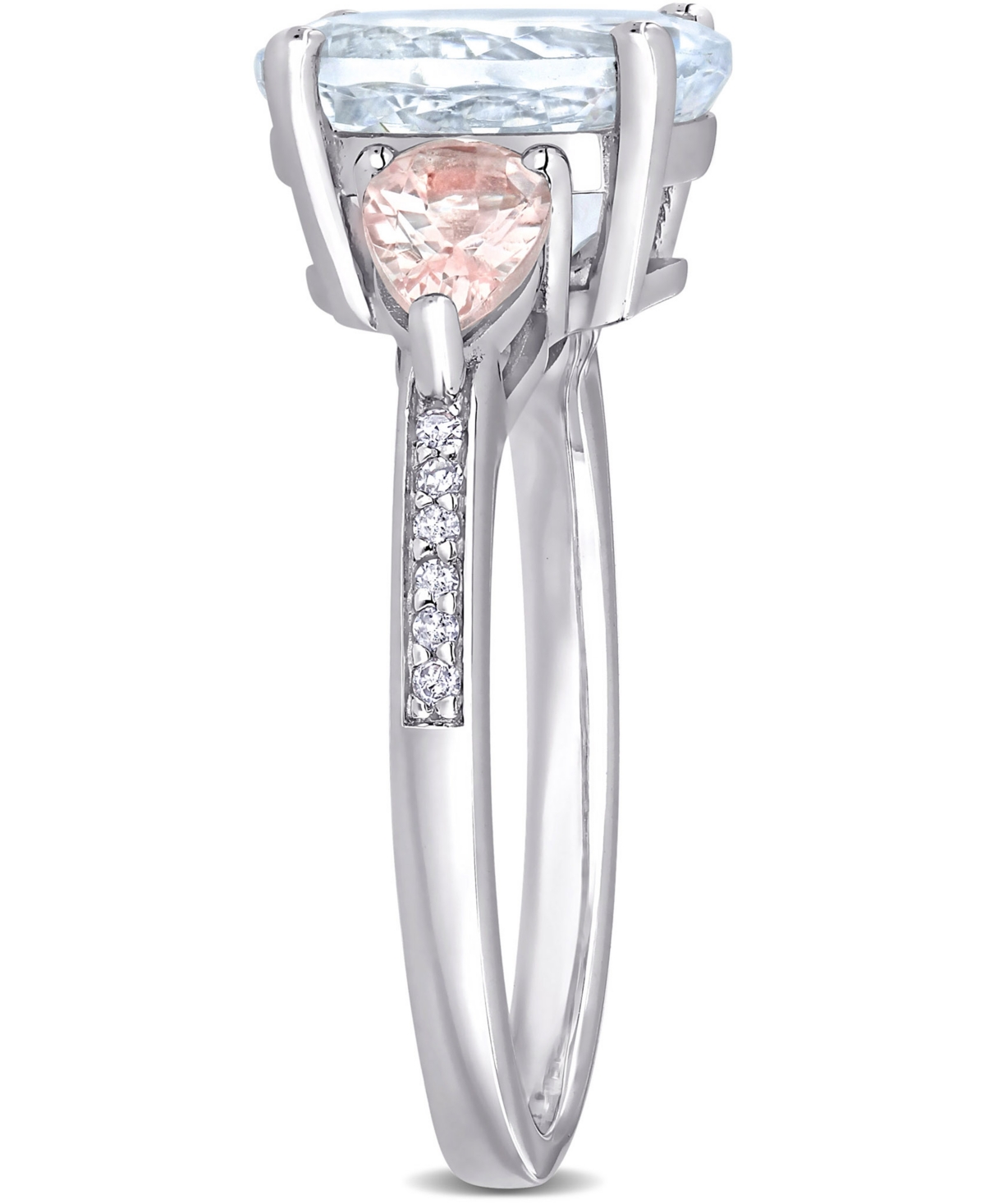 Macy's(2-1/5 ct. t.w.), Morganite (4/5 ct. t.w.) & Diamond Accent Ring in Sterling Silver - Aquamarine