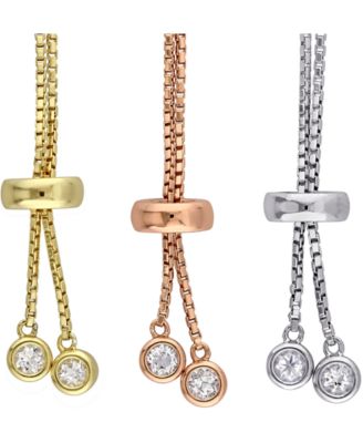 3-Pc. Set White Topaz Bolo Bracelet Set (11-1/3 ct. t.w.) in 18k Tricolor Gold-Plated Sterling Silver