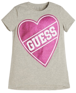 image of Guess Big Girls Glitter Heart-Logo T-Shirt