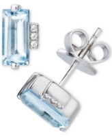 Sky Blue Topaz (2 ct. t.w.) & White Topaz Accent Stud Earrings in Sterling Silver (Also Available in Amethyst) - Blue Topaz