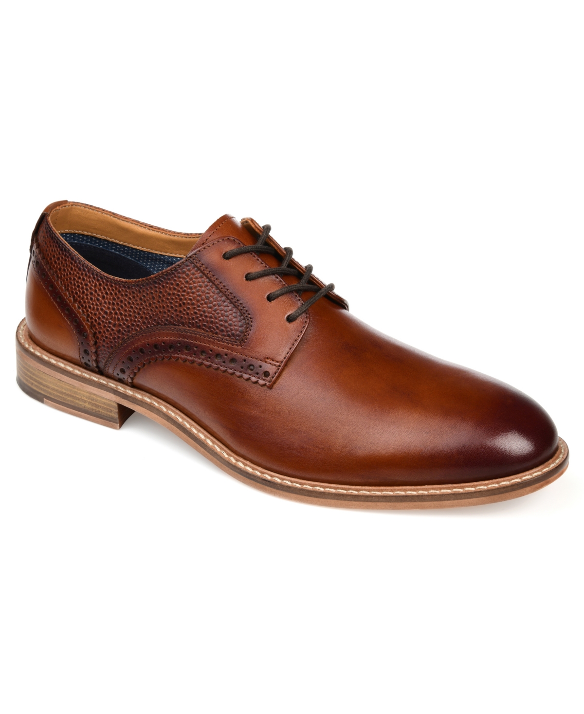 Men's Clayton Plain Toe Brogue Derby Shoe - Cognac