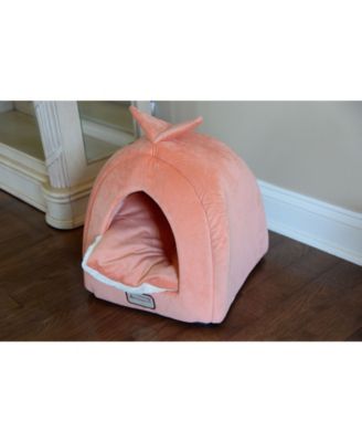 Cat Bed Cave Shape, Orange/Ivory, C10HCS/MB - Silky Soft Plush and Luxurious Velvet