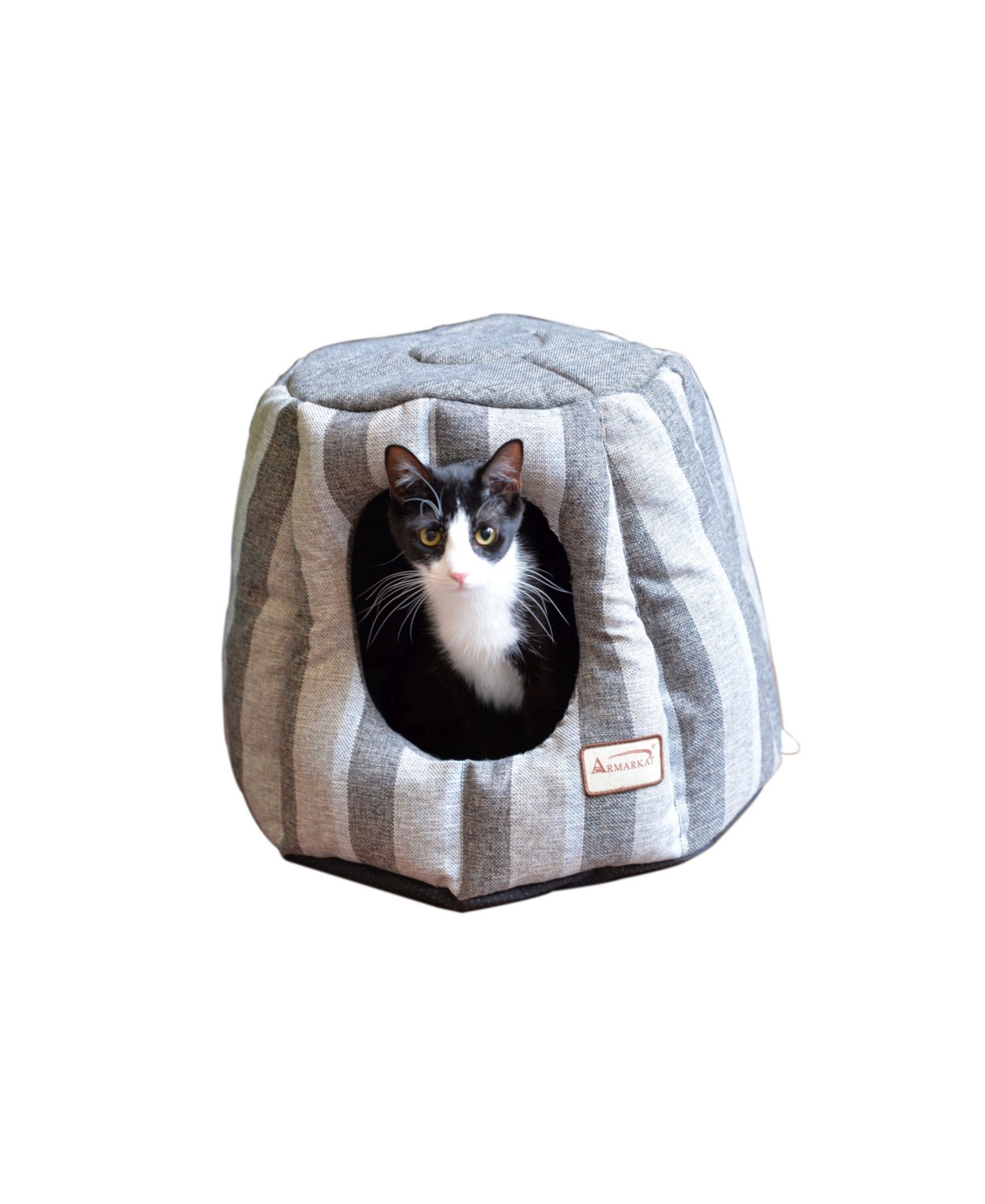 Cat Cave Shape Bed With Anti-slip Waterproof Base, Removable Cushion Mat, C30CG, Gray and Silver - Gray  silver