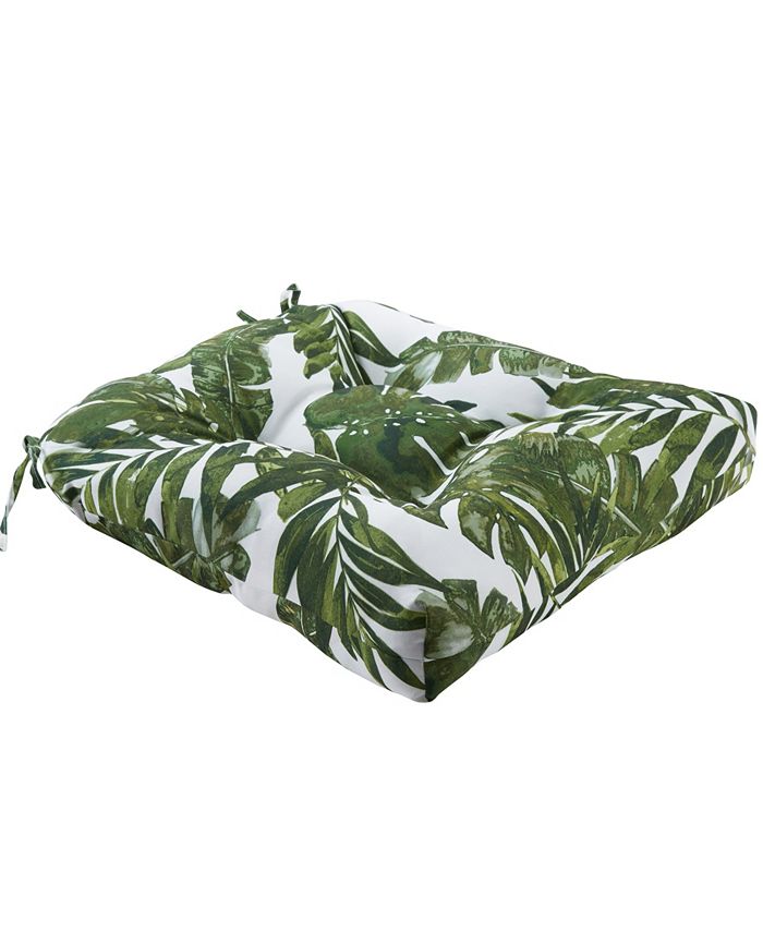 Madison Park Everett Palm Print 20" x 20" Scotchgard Outdoor Chair Pad