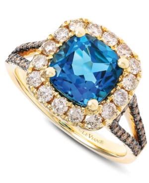 image of Le Vian Deep Sea Blue Topaz (2-5/8 ct. t.w.) & Diamond (3/4 ct. t.w.) Ring in 14k Gold