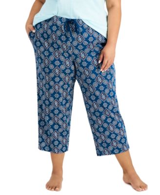 Charter Club - Plus Size Cotton Printed Capri Sleep Pants