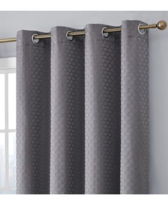 Siena Pattern 100% Complete Blackout Thermal Insulated Double Layer Window Curtain Grommet Panels for Living Room & Bedroom - Energy Savings & Soundproof, Set of 2