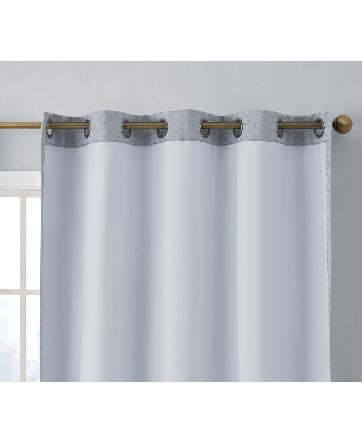 Hlc.me Siena Pattern 100% Complete Blackout Thermal Insulated Double Layer Window Curtain Grommet Panels for Living Room & Bedroom