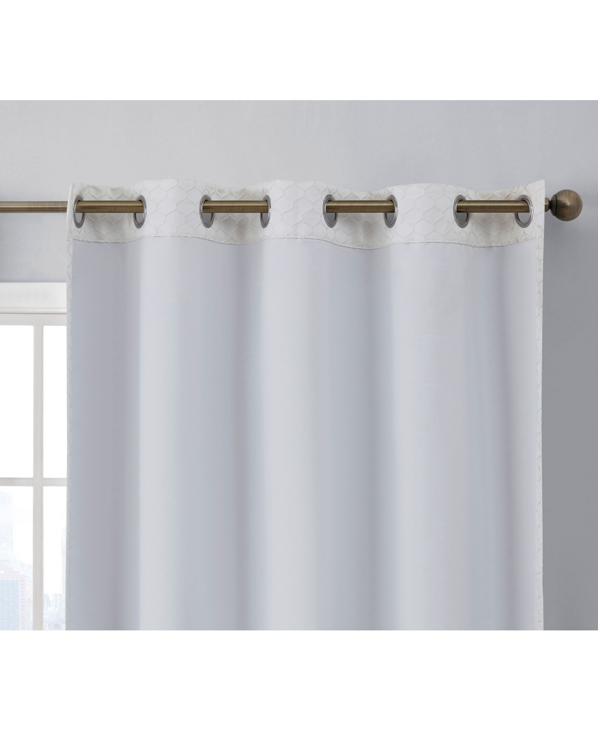 Hlc.me Siena Pattern 100% Complete Blackout Thermal Insulated Double Layer Window Curtain Grommet Panels for Living Room & Bedroom - Energy Savings &