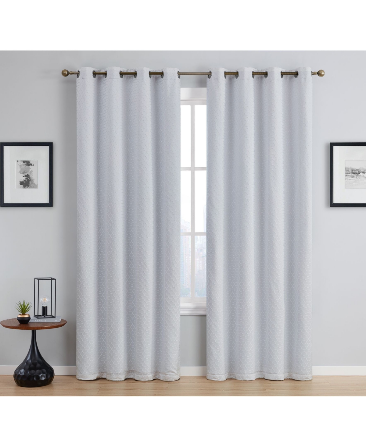 Siena Pattern 100% Complete Blackout Thermal Insulated Double Layer Window Curtain Grommet Panels for Living Room & Bedroom - Energy Savings &