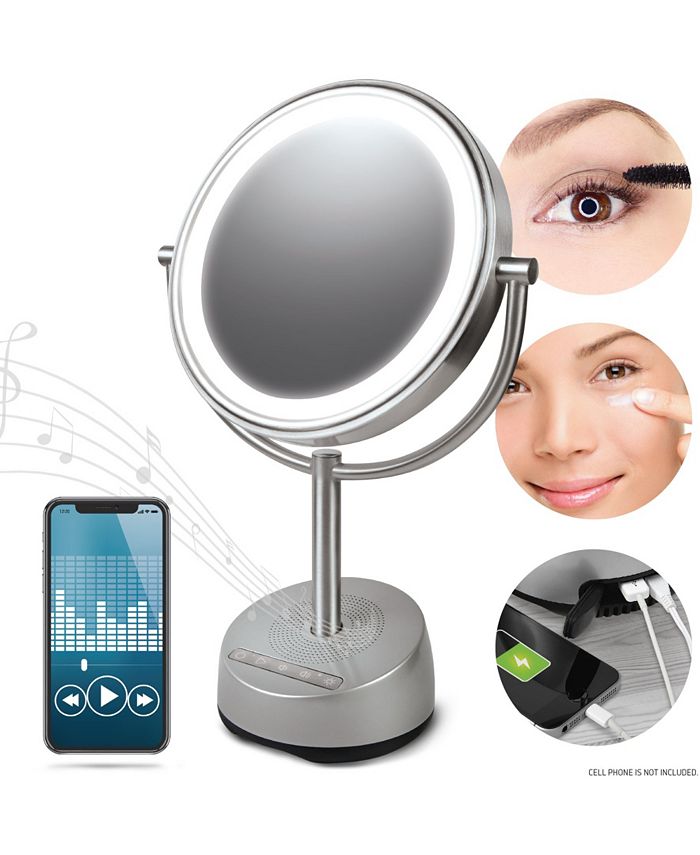 Sharper Image Vanity Mirror Round LED 9" with Bluetooth Speaker Macy's