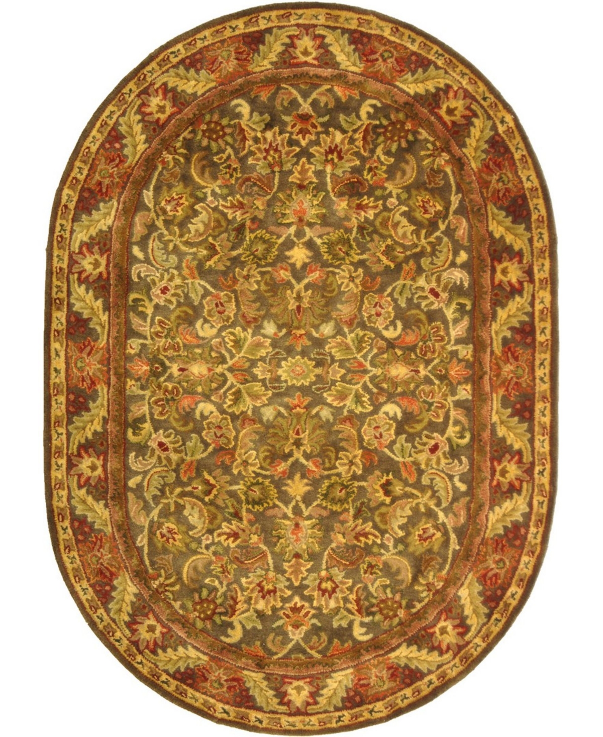 Safavieh Antiquity At52 Green and Gold 7'6in x 9'6in Oval Area Rug - Green