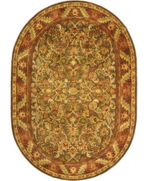 Safavieh Antiquity At52 Green And Gold 7'6" X 9'6" Oval Area Rug
