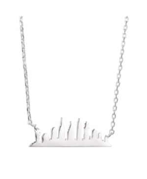 image of Unwritten Fine Silver Plated New York Skyline Station Pendant Necklace, 16