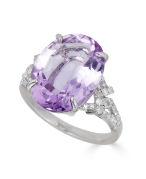 image of Amethyst (10 ct. t.w.) & Diamond (1/4 ct. t.w.) Ring in Sterling Silver